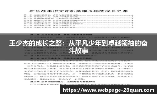 王少杰的成长之路：从平凡少年到卓越领袖的奋斗故事